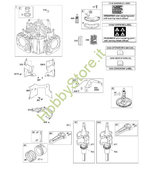 D - Cilindro, albero motore, albero a camme, guide aria B&S - 44 €¦ 44R577-0001-H1 brand Stihl